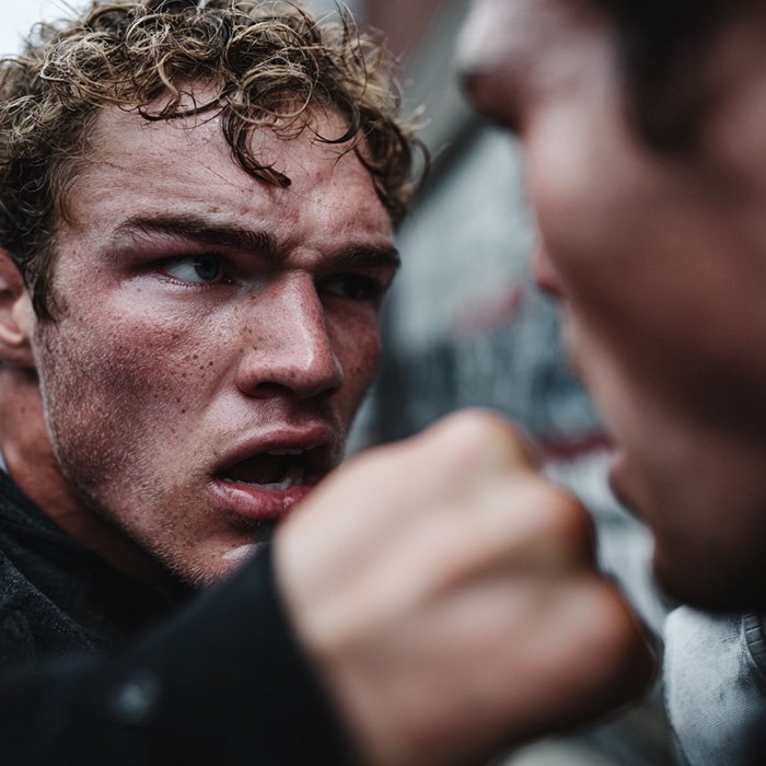 Two men fighting